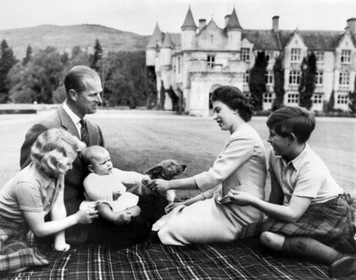 Queen Elizabeth and Prince Philip With Their Children at Balmoral Castle September 1960
