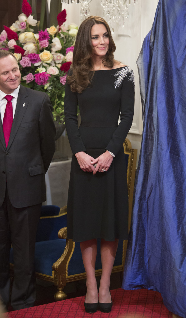 Kate Middleton Jenny Packham Black Dress With Silver Fern