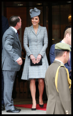 Kate Middleton Grey Plaid Alexander McQueen Coat Singapore State Visit