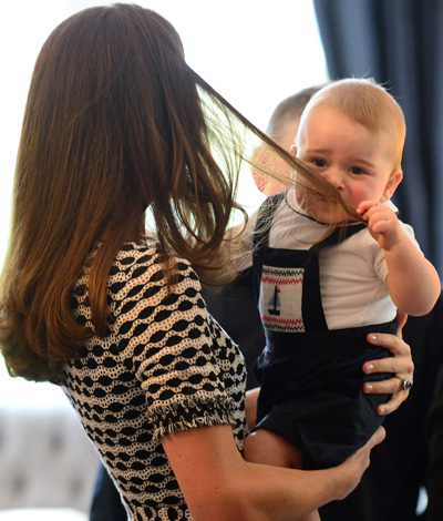 Prince George Grabs Kate Middleton Hair Plunket Date