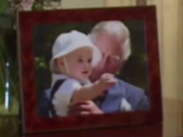 Prince Charles Holds Prince George White Sun Hat