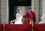 Kate Middleton Wedding Dress Holds Prince William Hand Balcony
