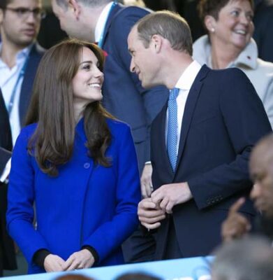 Kate Middleton Blue Reiss Coat Prince William Twickenham