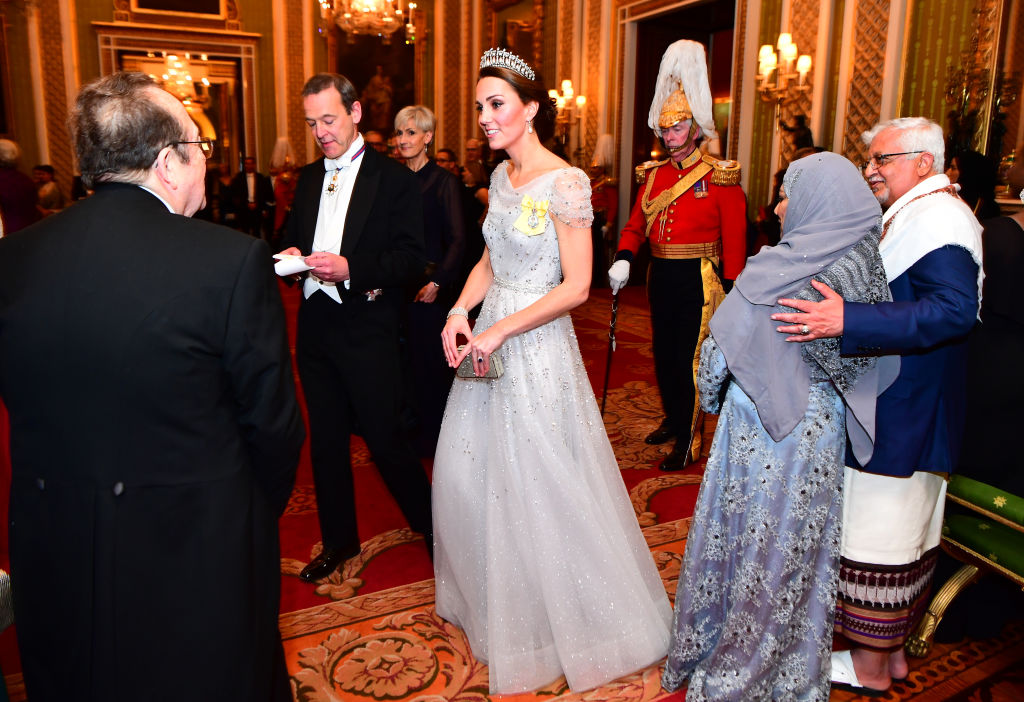Kate Middleton Jenny Packham Gown Diplomatic Corps Event Buckingham Palace