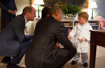 prince george bathrobe greets president obama