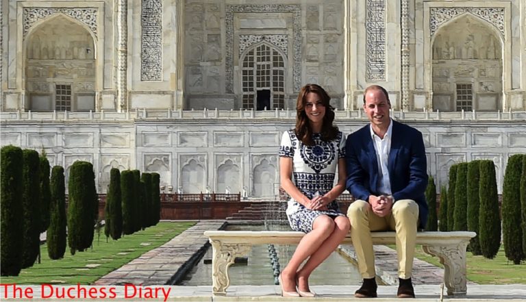 prince william kate middleton sit bench taj mahal