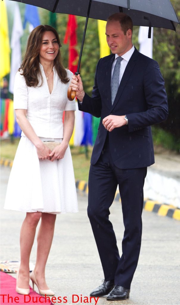 prince william kate middleton white alexander mcqueen outfit leave bhutan