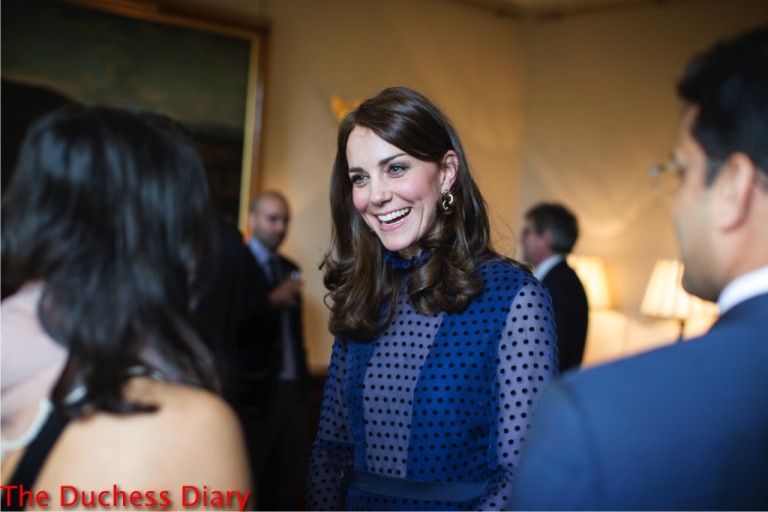 kate middleton saloni blue gown kensington palace reception india bhutan tour