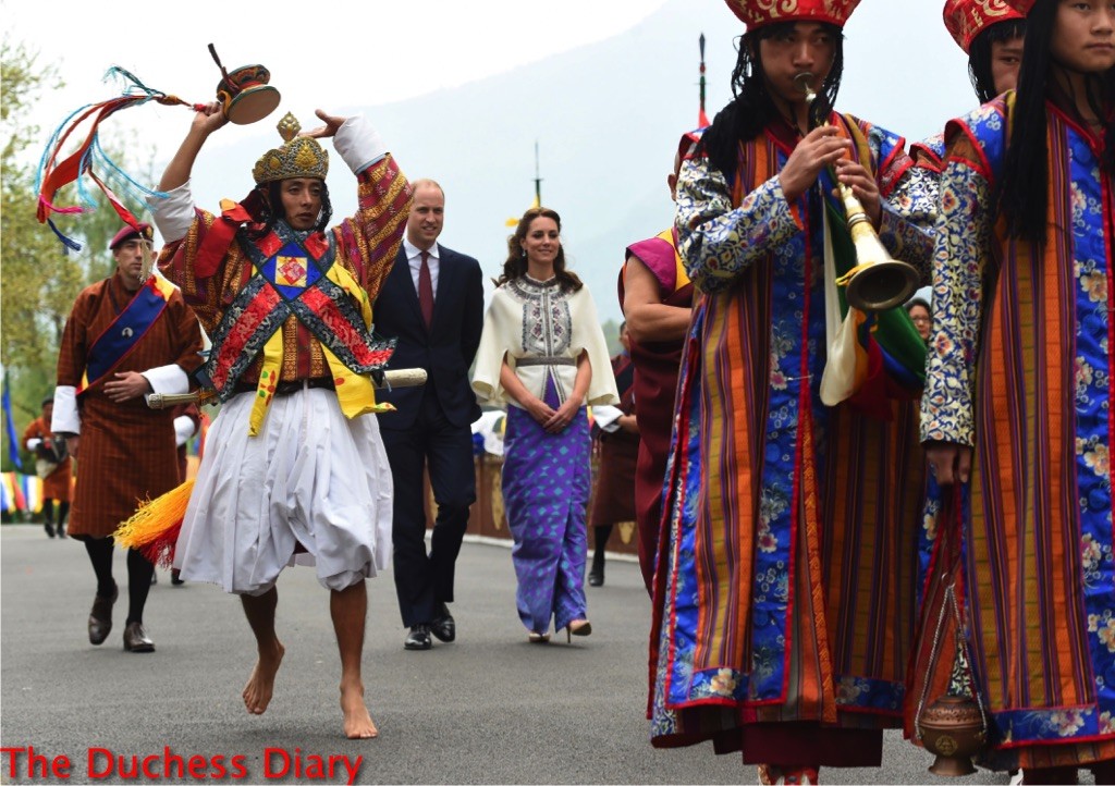 prince william suit kate middleton paul joe cape ceremonial procession bhutan