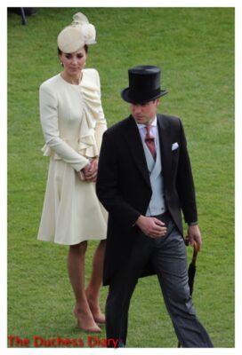 kate middleton cream alexander mcqueen coat two paces prince william buckingham palace garden party