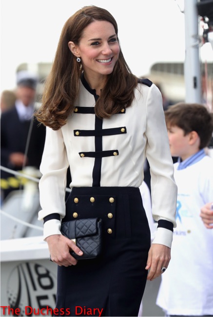 PORTSMOUTH, ENGLAND - MAY 20: Catherine, Duchess of Cambridge, patron of the 1851 Trust, arrives at Land Rover BAR on May 20, 2016 in Portsmouth, England. The Duchess of Cambridge is launching the 1851 Trust's two sailing projects and meeting people involved in the project. Afterwards she will open the 'Tech Deck' Education Centre at the heart of the base. (Photo by Chris Jackson/Getty Images)