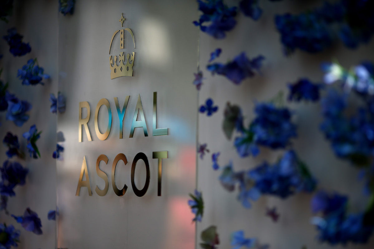 Royal Ascot Sign With Coronet and Flowers
