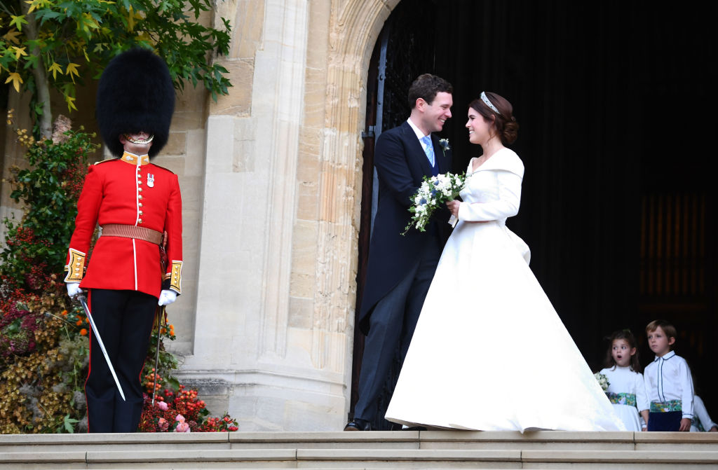 Princess Eugenie Peter Pilotto Wedding Gown Jack Brooksbank St. George's Chapel Steps Royal Wedding 2018